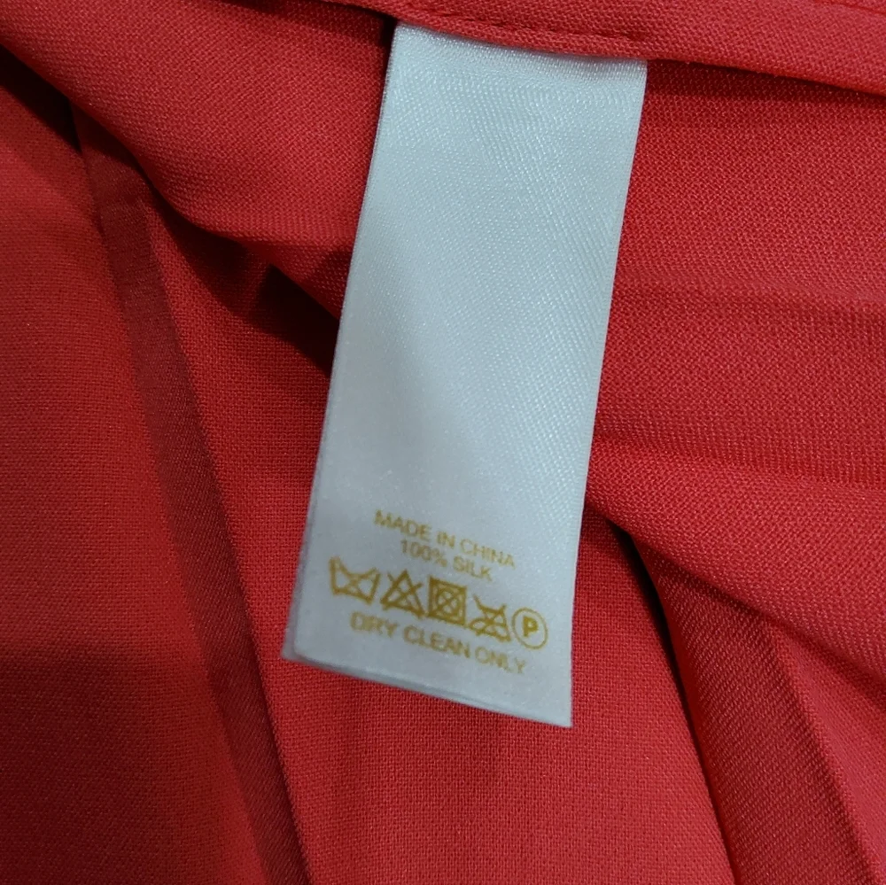 Kate Spade 100% Silk Red Pleated Midi Skirt Size 6